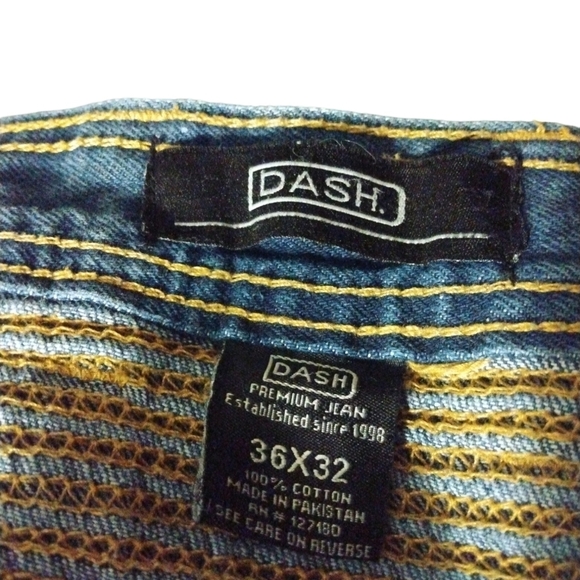 Distressed Jeans Dash Motorbike  Y2K Straight Leg w.Accented Stitching  36 X 32 - Picture 3 of 11